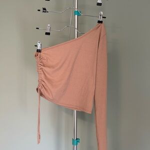 Caution To The Wind Tan Ribbed Long Sleeve Top